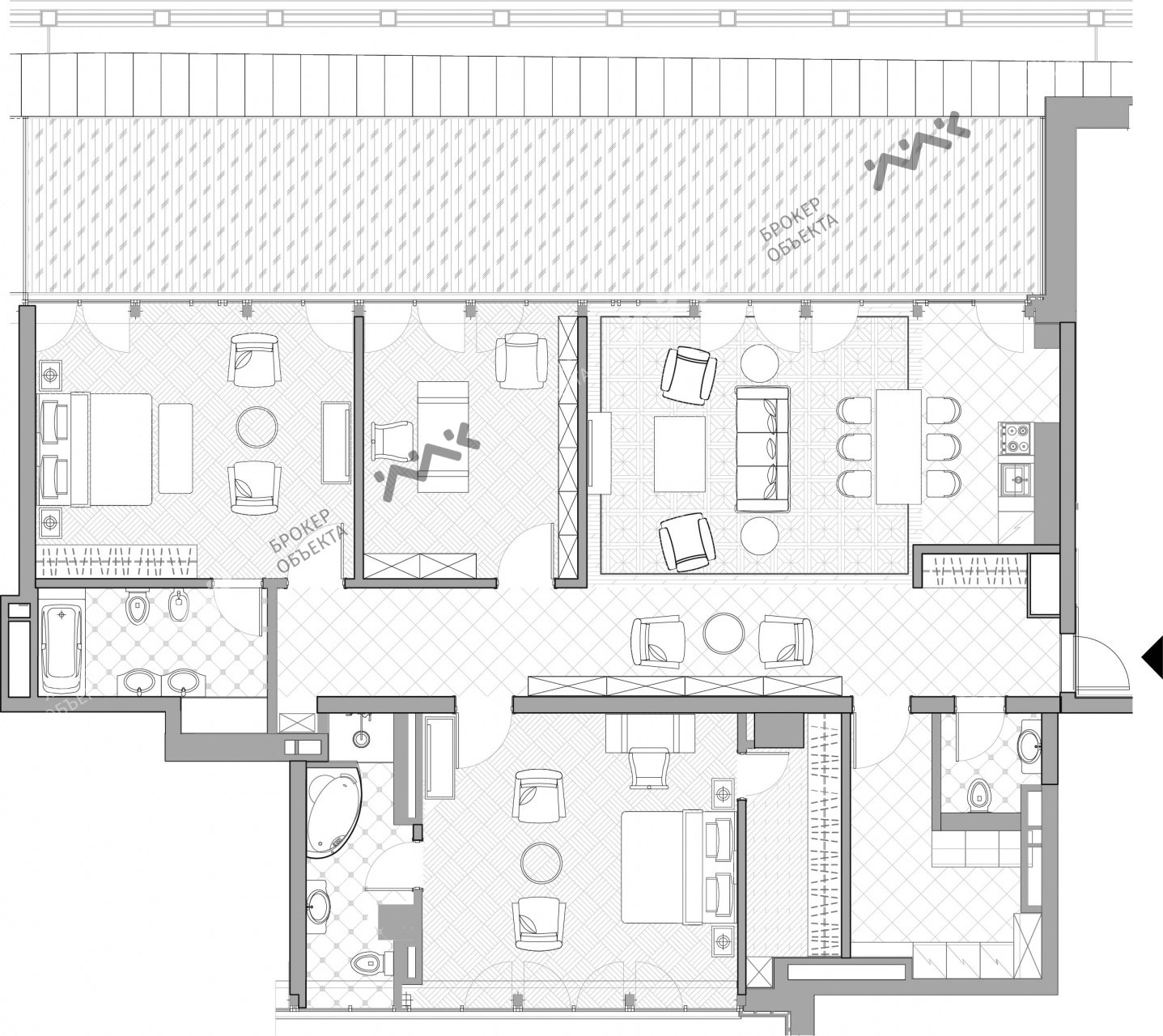 2 комн. кв. 177 m2 4/4 этаж Кутузова наб., д.24 Купить по цене 105038989 ₽