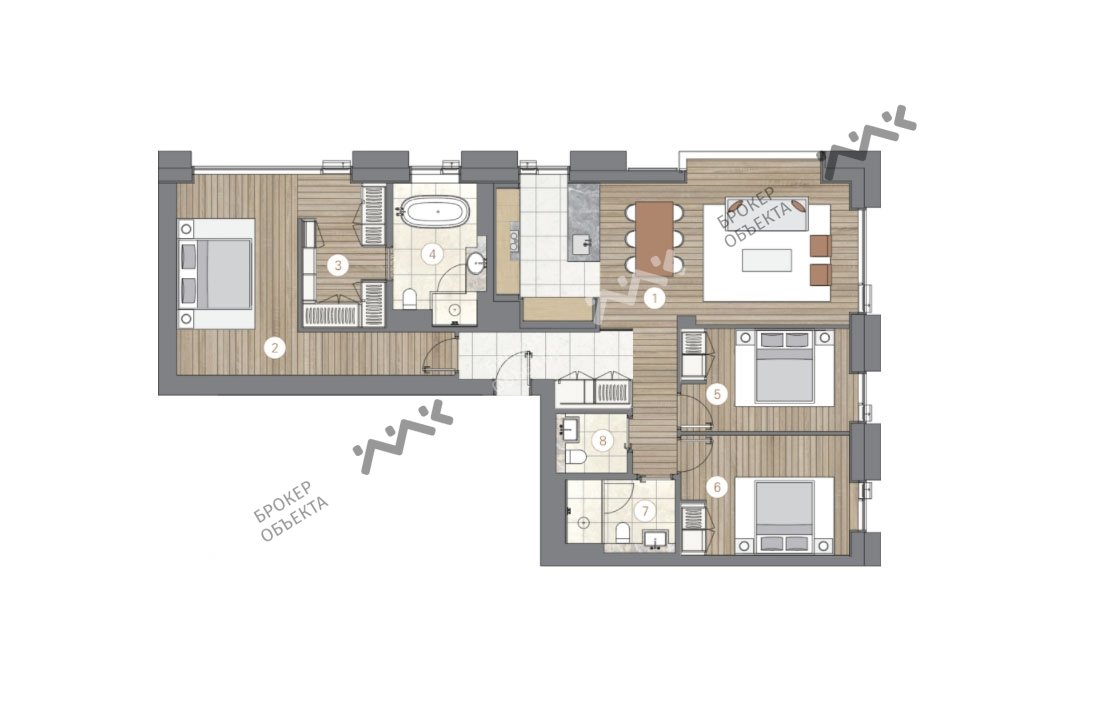 3 комн. кв. 127.6 m2 7/9 этаж Адмирала Лазарева наб., д.22 Купить по цене  86768000 ₽